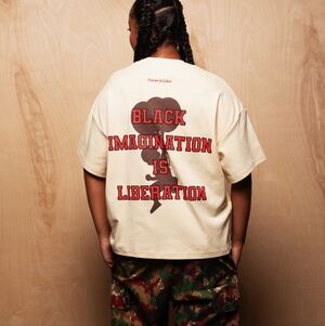 Future Is Color Black Imagination Is Liberation Tee in Cream Size L